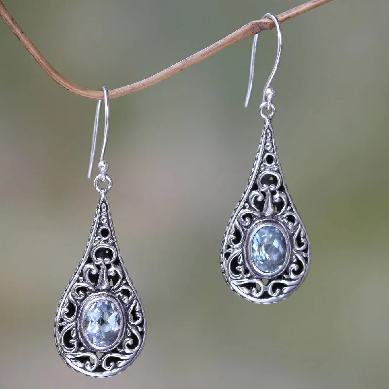 Sterling Silver Balinese Dew Topaz Earrings (Indonesia)