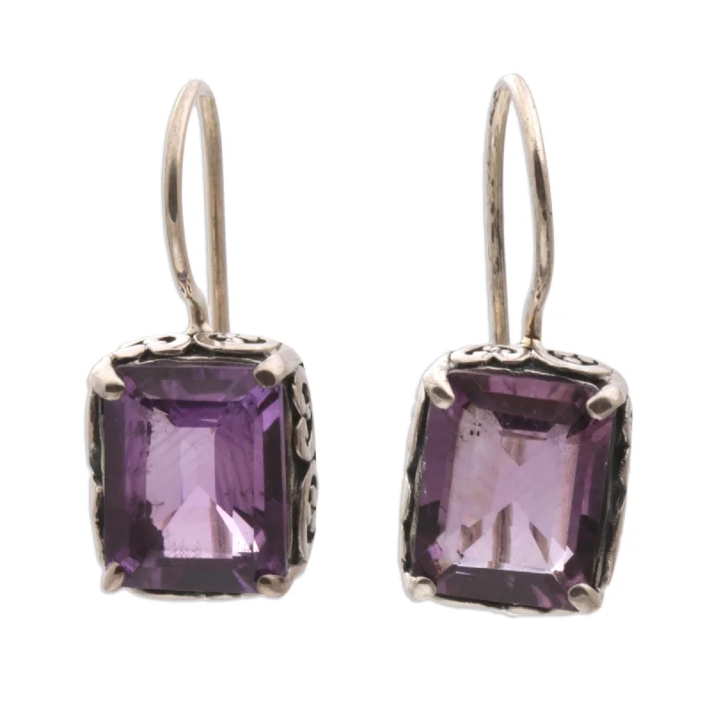 Sterling Silver 'Imagine' Amethyst Dangle Earrings (Indonesia)