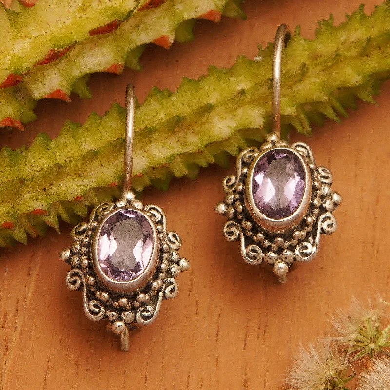 Sterling Silver 'Nature's Mirrors' Amethyst Earrings