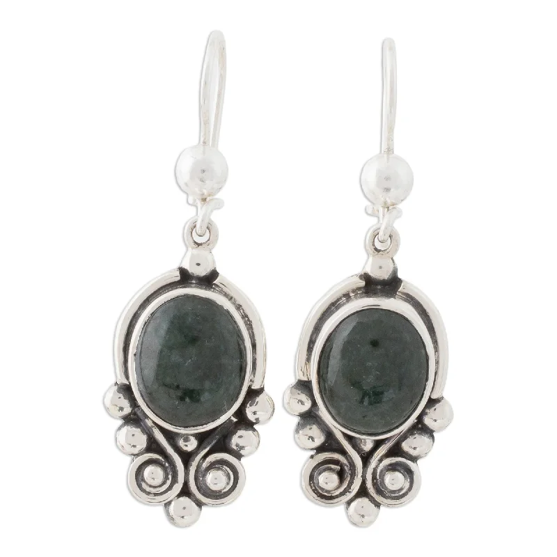 Sterling Silver Praise Love Jade Earrings (Guatemala)