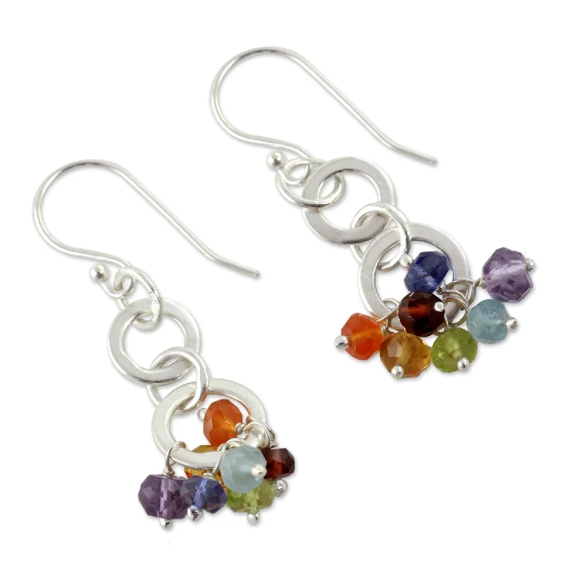 Sterling Silver Radiance Multi-gemstone Earrings (India)