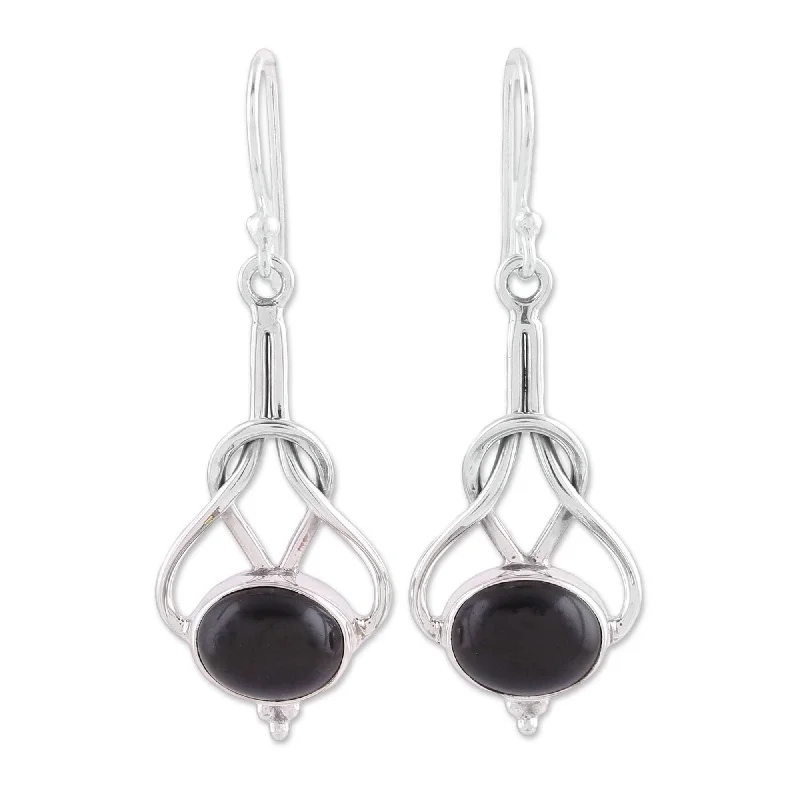 Sterling Silver 'Vision Path' Onyx Earrings