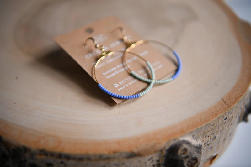 Teal & Cornflower Hoop Earrings