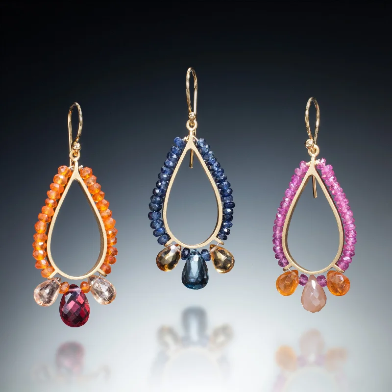 Gemstone Teardrop Earrings (gold)