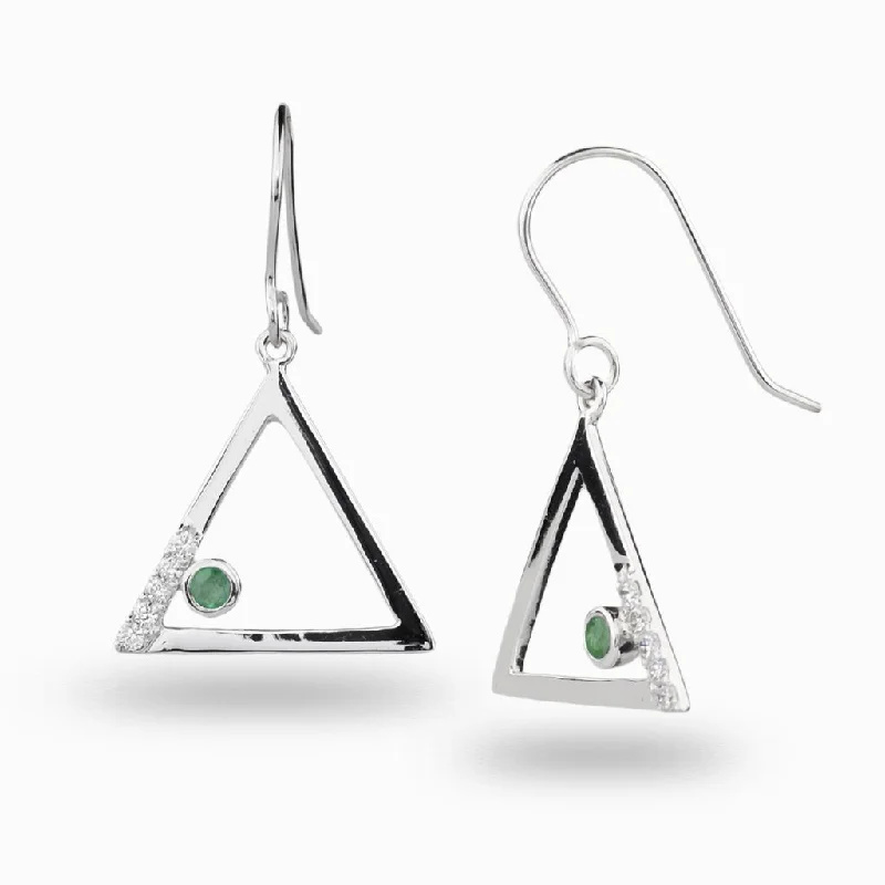 Triangulo: Emerald & Diamond Drop Earrings