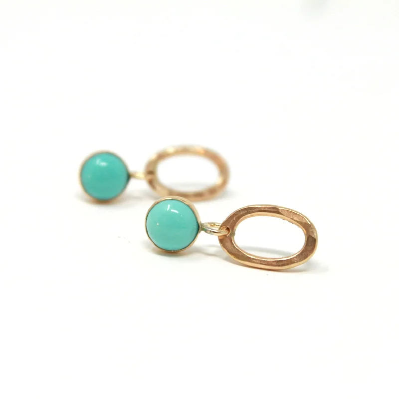 Turquoise Oval Drop post earrings